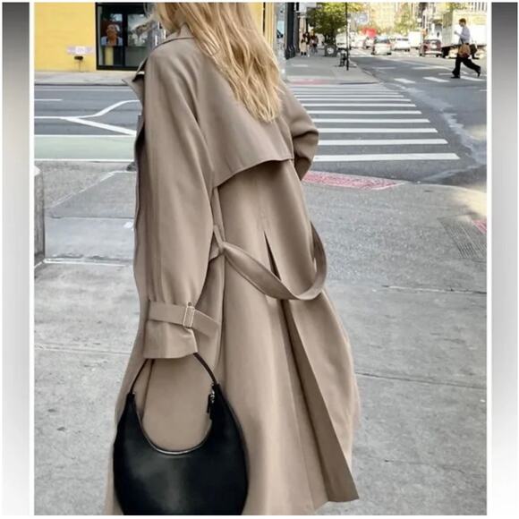 OAK + FORT Oversized Trench Coat in Brindle - Picture 2 of 11